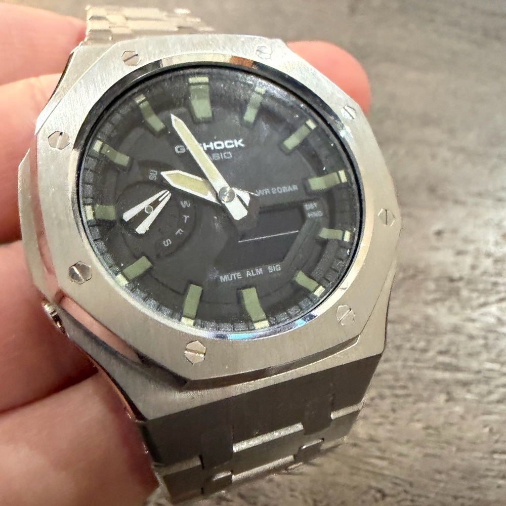 Casio G-Shock Black and Silver Smartwatch CasioOak custom